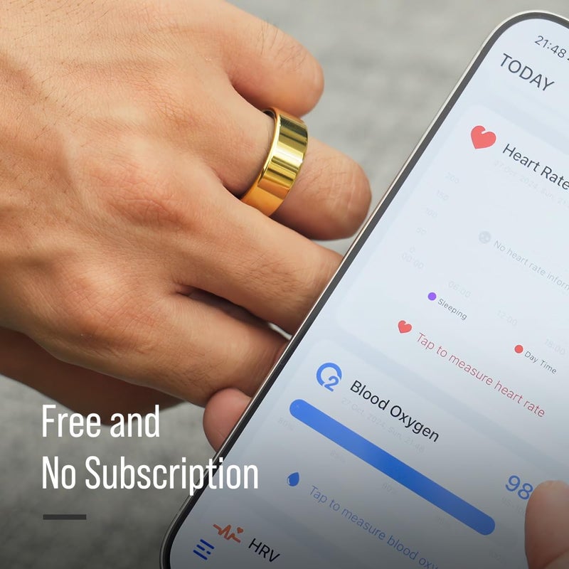 WuzuTech خاتم هيرز P1 الذكي للنساء والرجال - (المقاس 6) خاتم لقياس الصحة على مدار 24/7، يتتبع أكثر من 20 قياس حيوي، عمر بطارية 6 أيام، مصنوع من الفولاذ المقاوم للصدأ ومقاوم للماء، تطبيق مجاني لنظامي iOS وAndroid، بدون اشتراك - Image 5